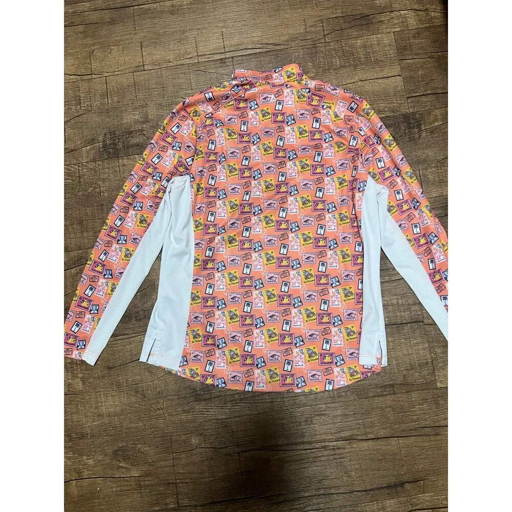 Bermuda Sands Ladies Paulina Long Sleeve Print Golf sun shirt Orange Size M - Image 3
