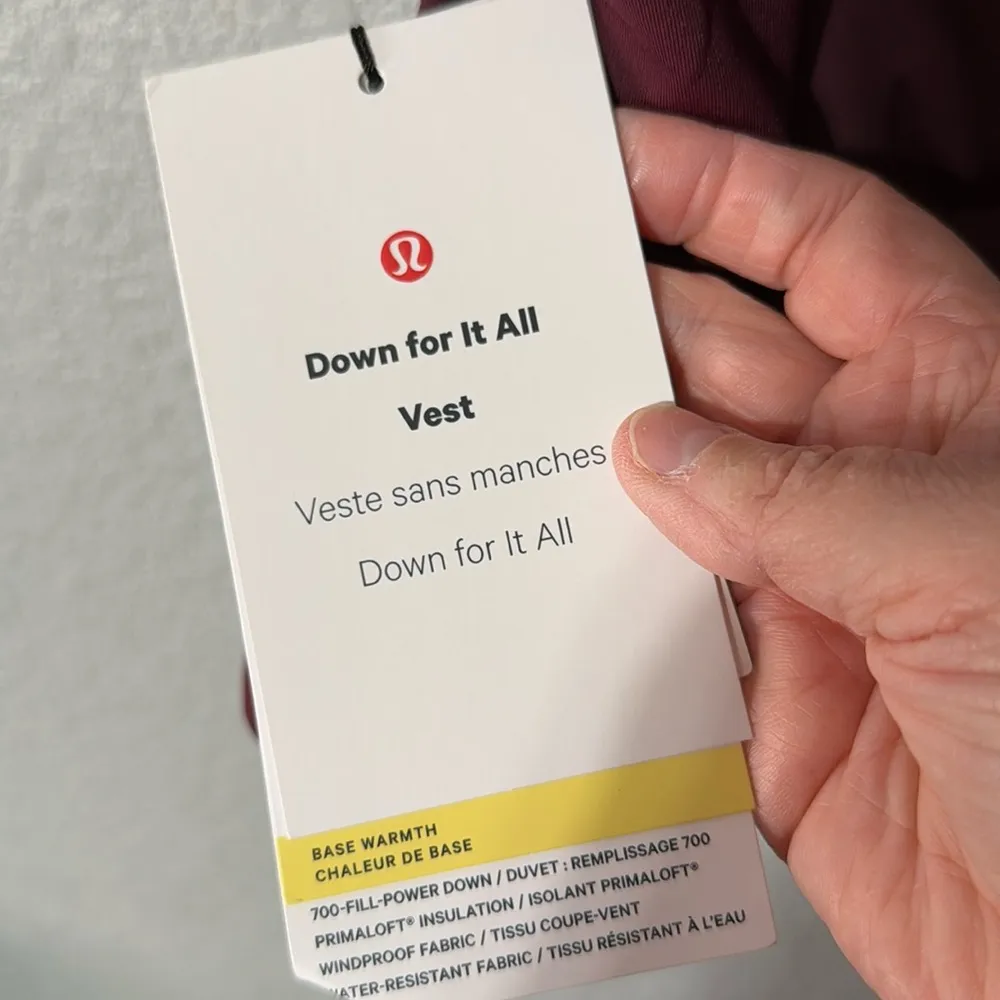 Lululemon 8.  Down For It All Vest size 10 in cassis red/maroon - Image 4