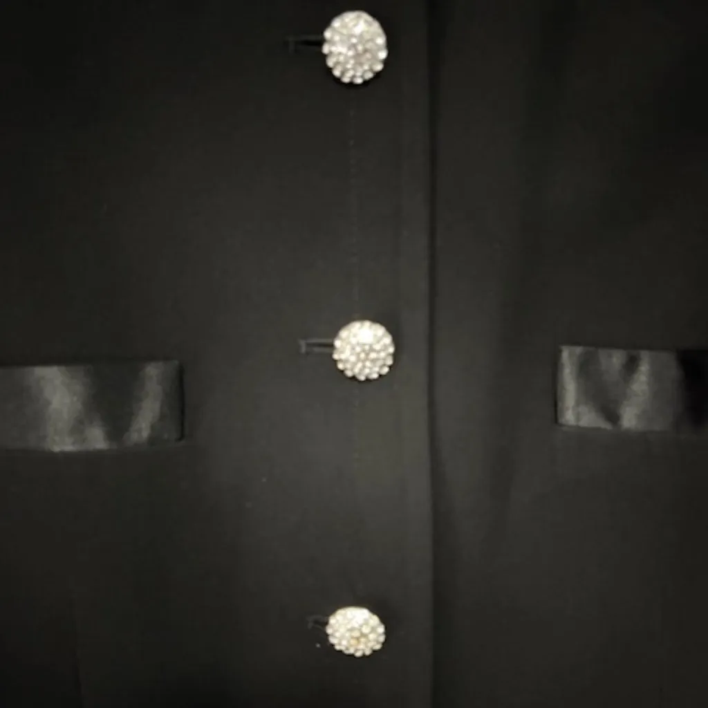 Kasper  Formal Black Jacket 18 Tailored Classic Silver Metallic Buttons Classic - Image 3
