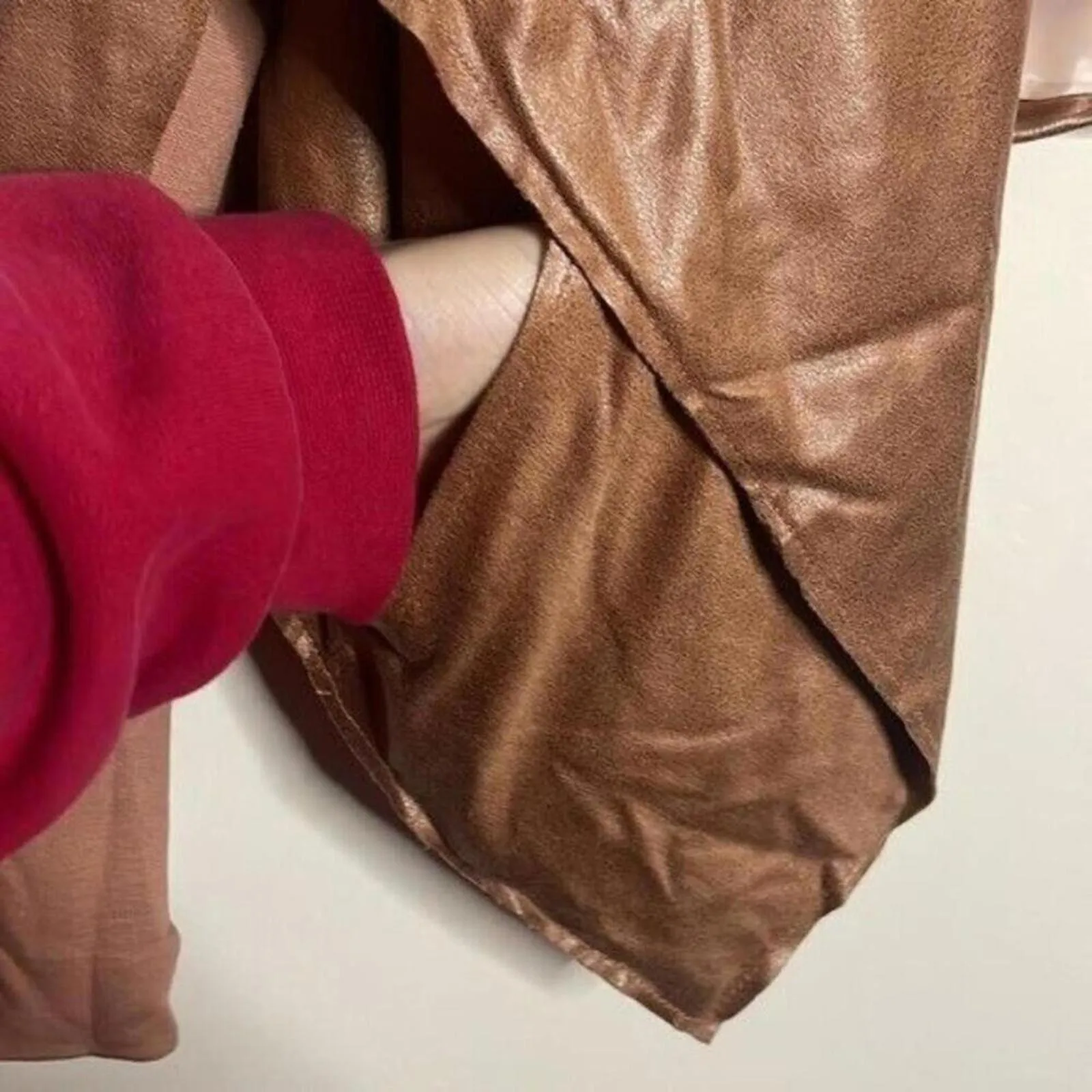 Gibson Latimer  Brown Open Front Handkerchief Hem Moto Grunge Jacket biker - Image 8