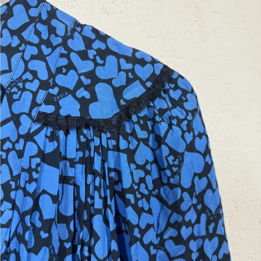 Zadig & Voltaire Reveal Blue Heart Dress Size Small - Image 6