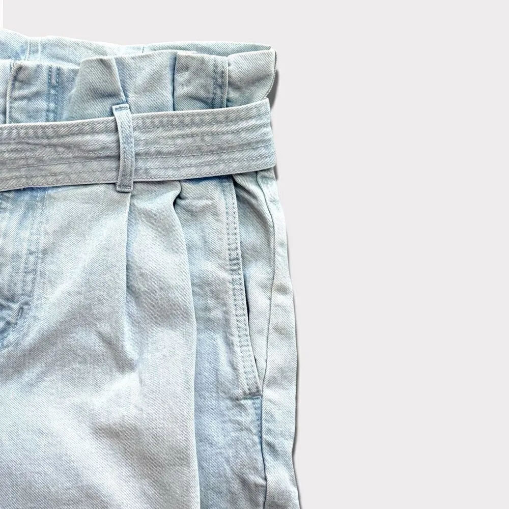 a new day Paperbag High Waist Tapered Jeans With Belt Light Blue Wash Sz 12 - Image 6