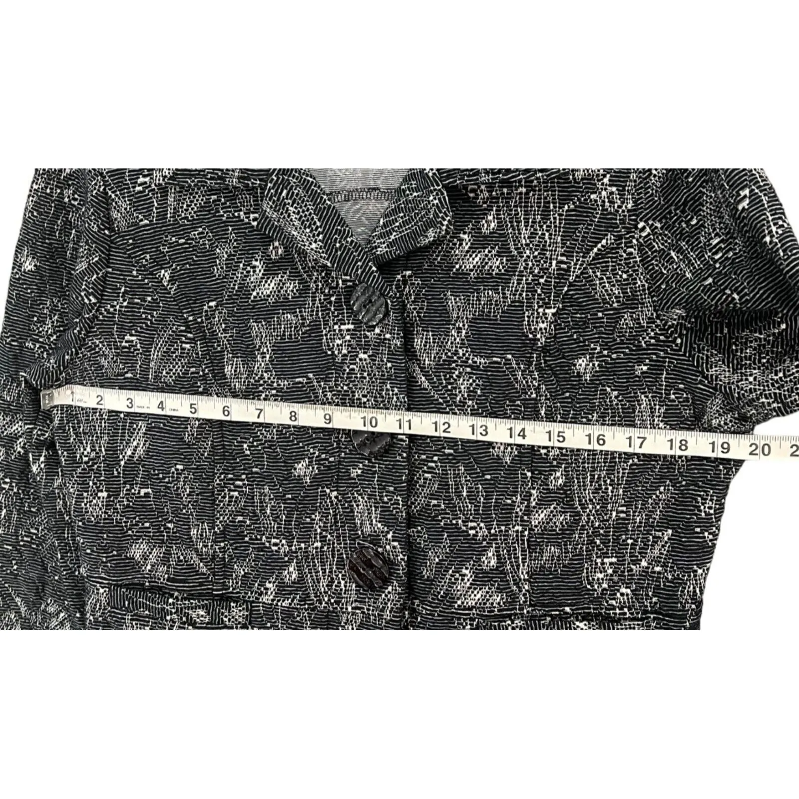 Habitat Blazer Jacket Women M Blue Knit Tapestry Texture Buttons Pockets Stretch - Image 5