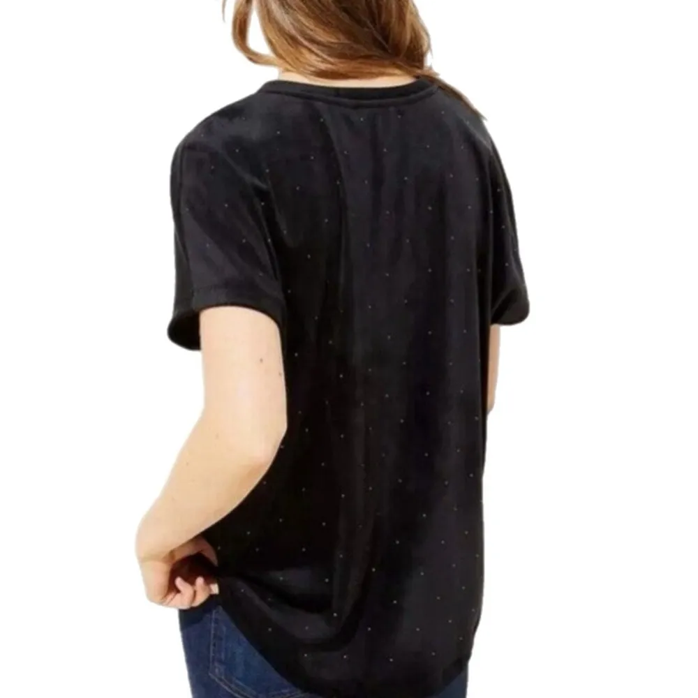 Ann Taylor LOFT Black Blouse Sz Small Velvet Top Sparkle Studs V Neck NWT $ 44 - Image 8