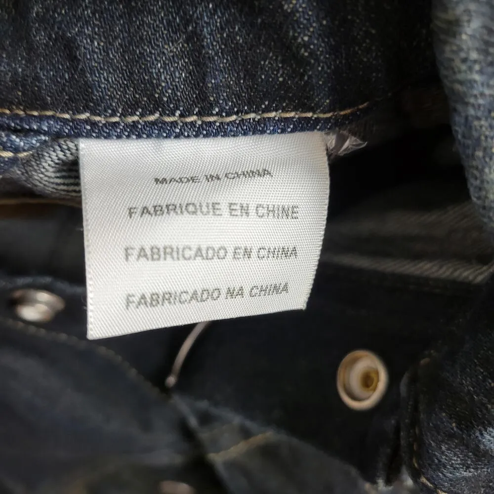 Levis Red Tab Trucker Denim Jacket Womens Medium Dark Wash Snap Closure 2 Pocket - Image 14