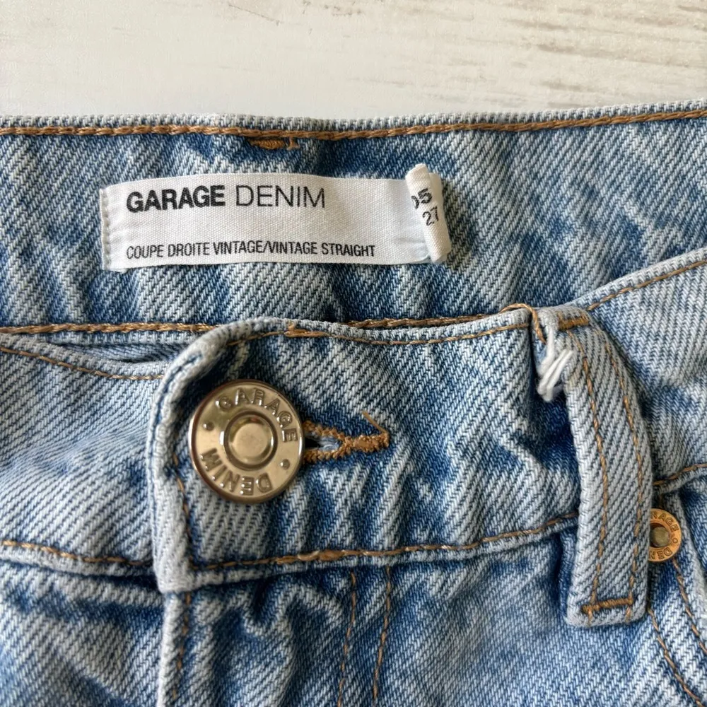 Women’s GARAGE Denim Light Blue Vintage Straight Leg Distressed Jeans Sz 5 / 27 - Image 7