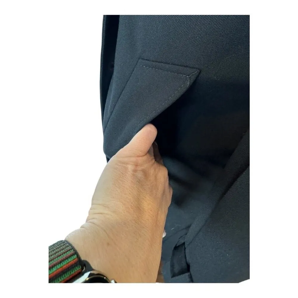 Sandro Coat Women Medium Black Wool Blend Double Breasted Trench Overcoat Luxury - Image 6