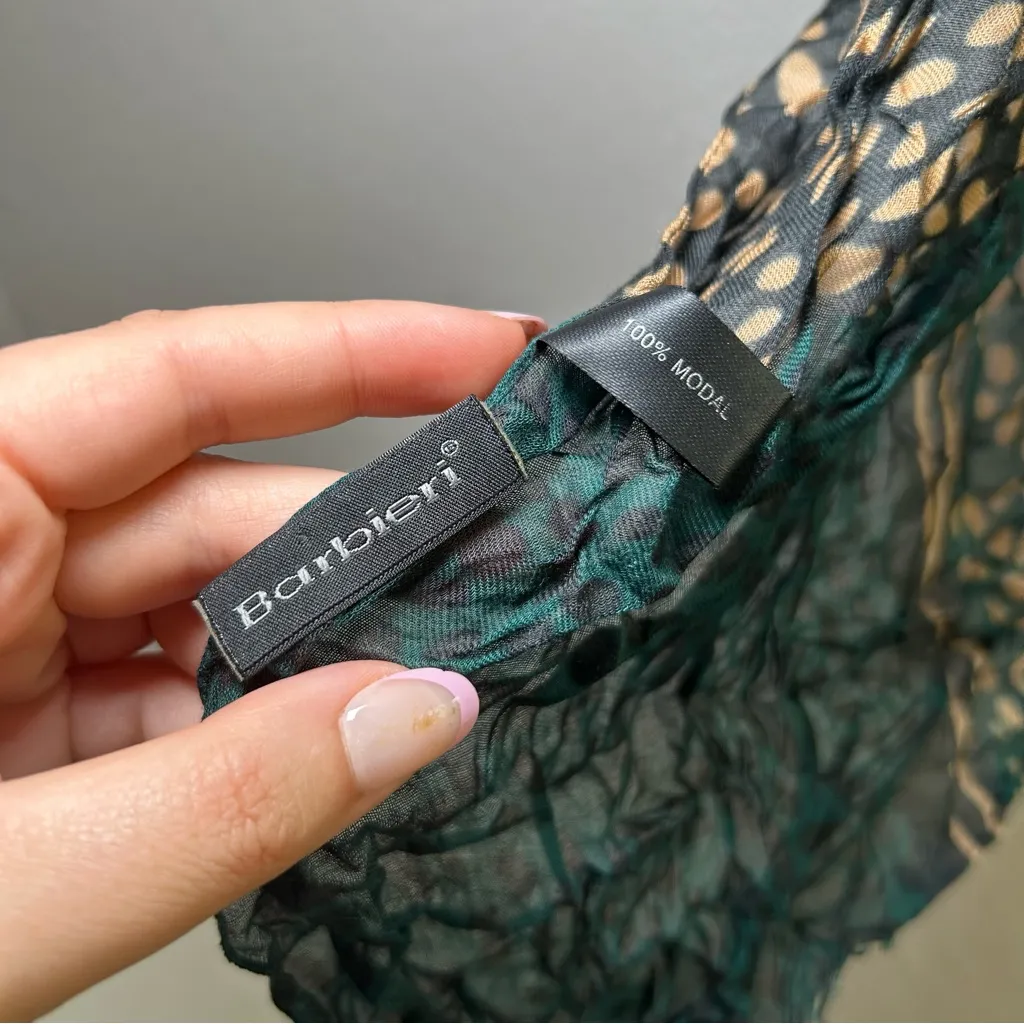 Barbieri Leopard Print Scarf with Green Edge modal bold dopamine warm‎ fall Brown - Image 3