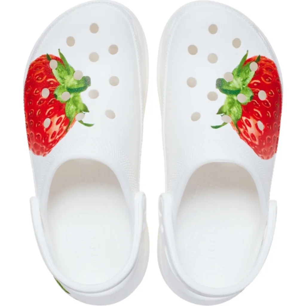 NEW Crocs Bae Fresh Fruits Strawberries Platform White Clogs 9 - Image 2