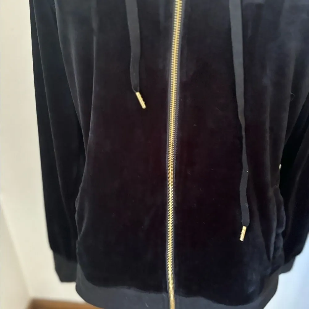 White Mark black velour zip up hoodie with gold zipper L Size L - Image 10