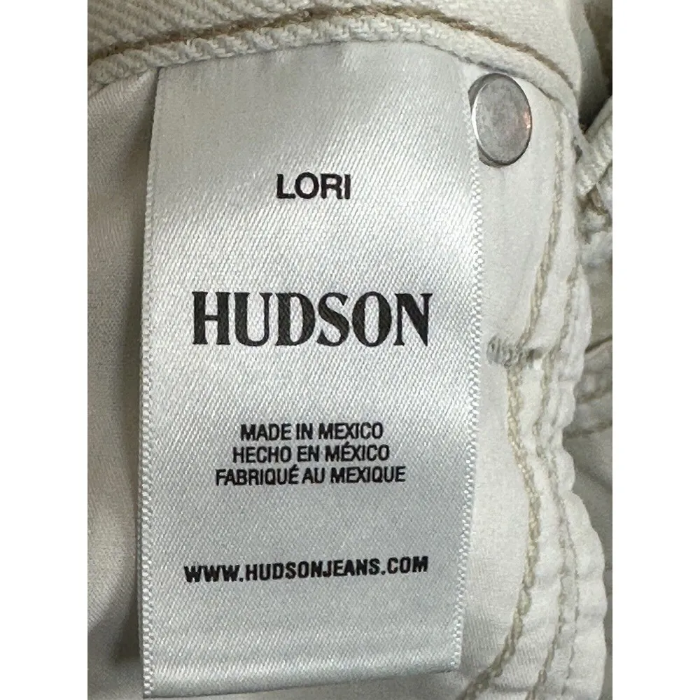 HUDSON High Rise Cut Off Lori SHORTS Size 26 Button Fly White Tie Dye Bleach NWT - Image 8