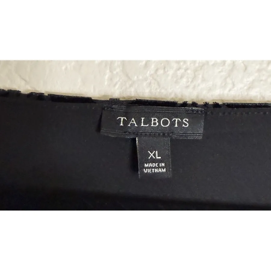 Talbots Womens XL Black Burnout‎ Velvet Blouse Top Whimsigoth Preppy Going Out - Image 5