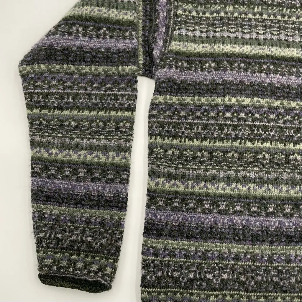 Striped Cardigan‎ Sweater Women Wool Cotton Acrylic Green Purple Unique Buttons - Image 8