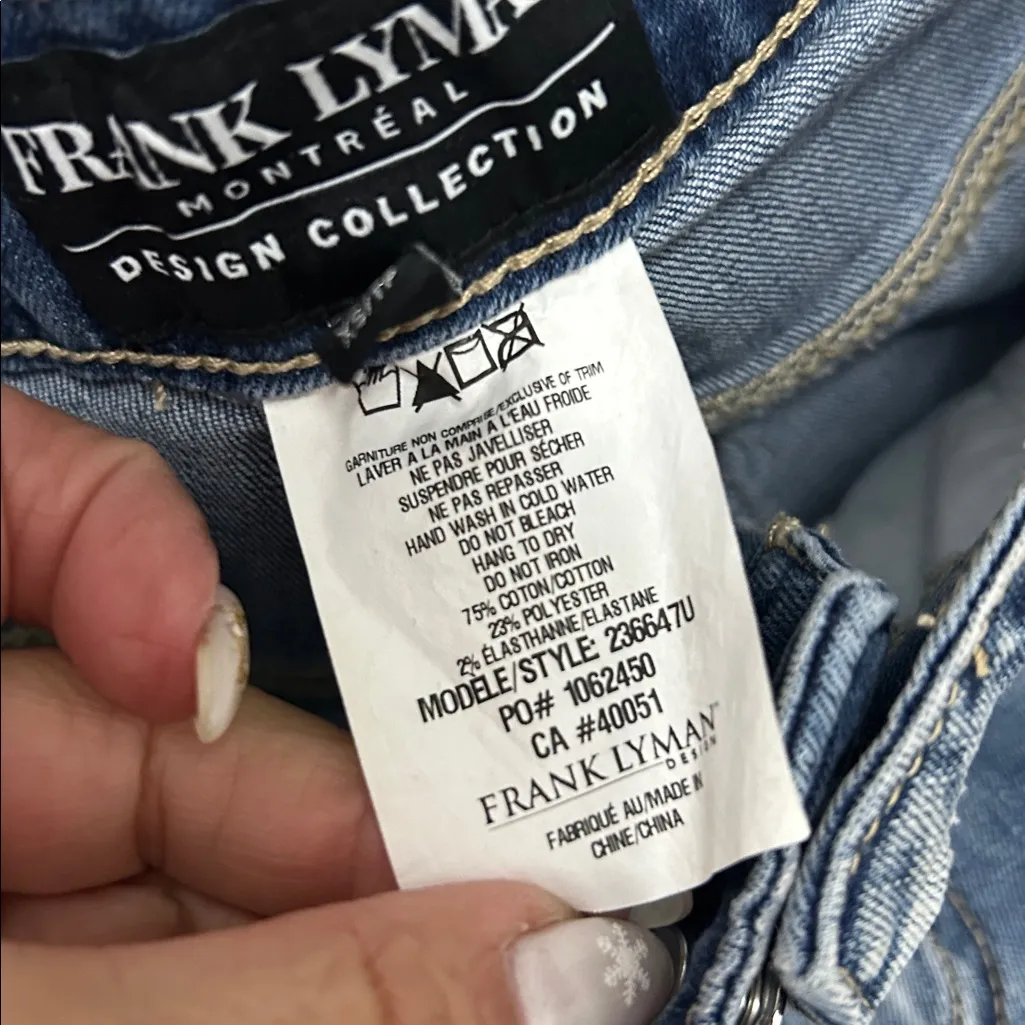 Frank Lyman Design Rhinestone Lace Embroidered Hem Crop Jeans Size XS - Image 11