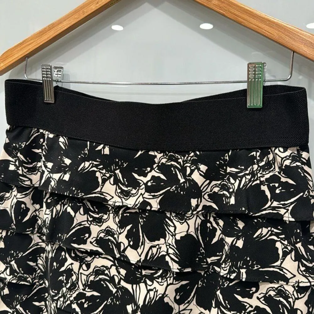 Alfani Womens Petite Black White Elastic Pleated Ruffle Straight Pencil Skirt 4P - Image 2