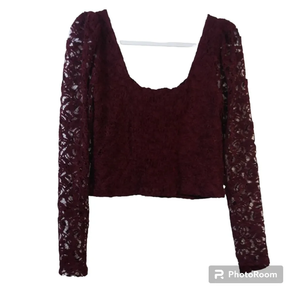 Anthropologie Wine Sweetheart Lace Top Dark Feminine Size Small - Image 4