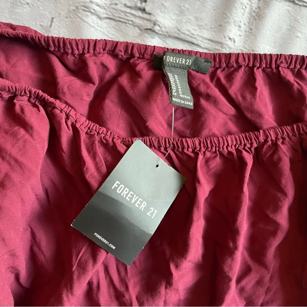 Forever 21 Off Shoulder Aubergine Layered Sleeve Boho Cropped Top Blouse NWT NEW - Image 8