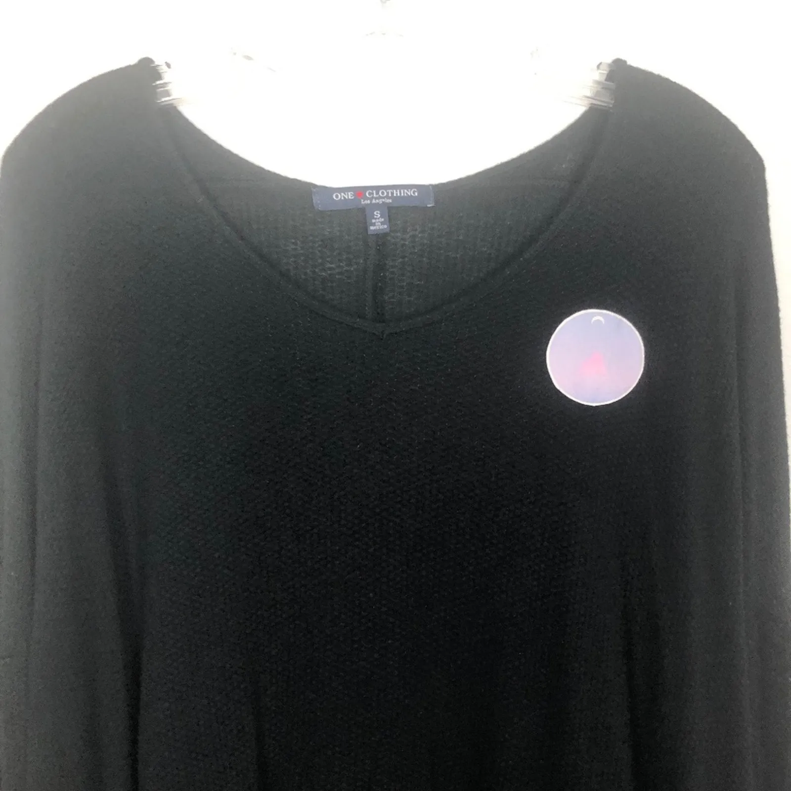 One Clothing Waffle knit Long Sleeve Black V-Neck High-Low Thermal Top - Image 3