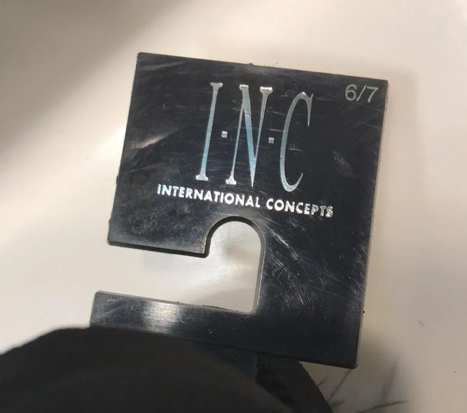 NWT INC International Concepts Women’s Black Pom Pom Gold Thong Foam Sandals - Image 5