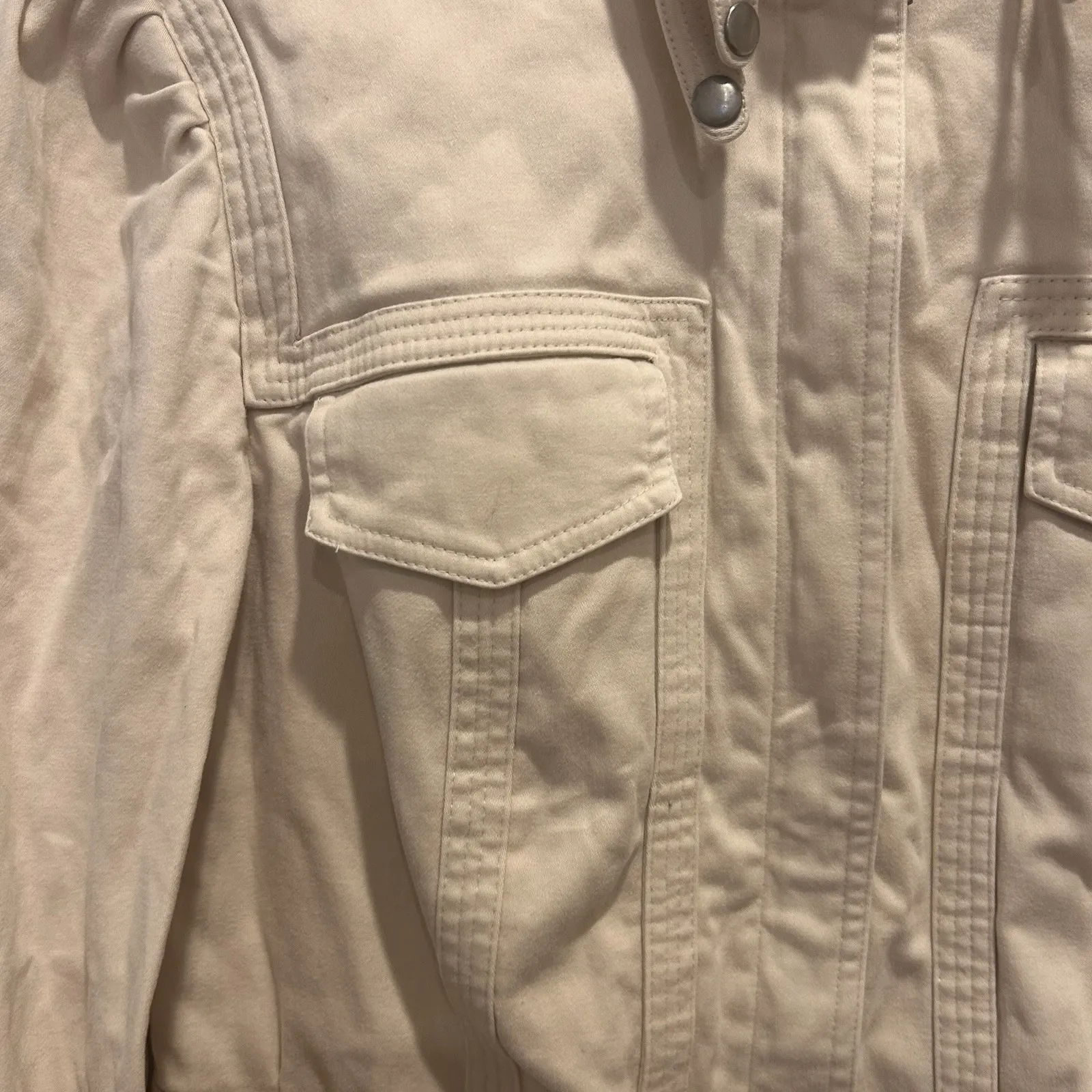 Express‎ Beige Cotton Jacket Womens Size 10 Full Zip Moto Biker - Image 2