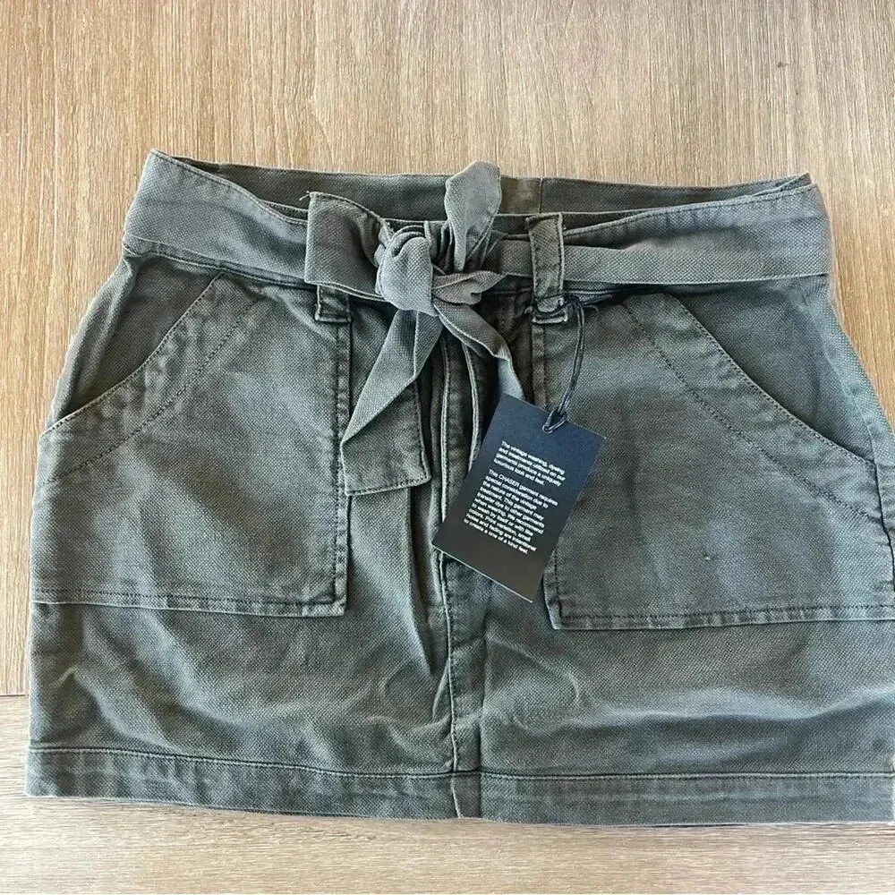 Chaser Revolve Vintage Canvas Surplus Mini Skirt Canteen Green M NWT - Image 4