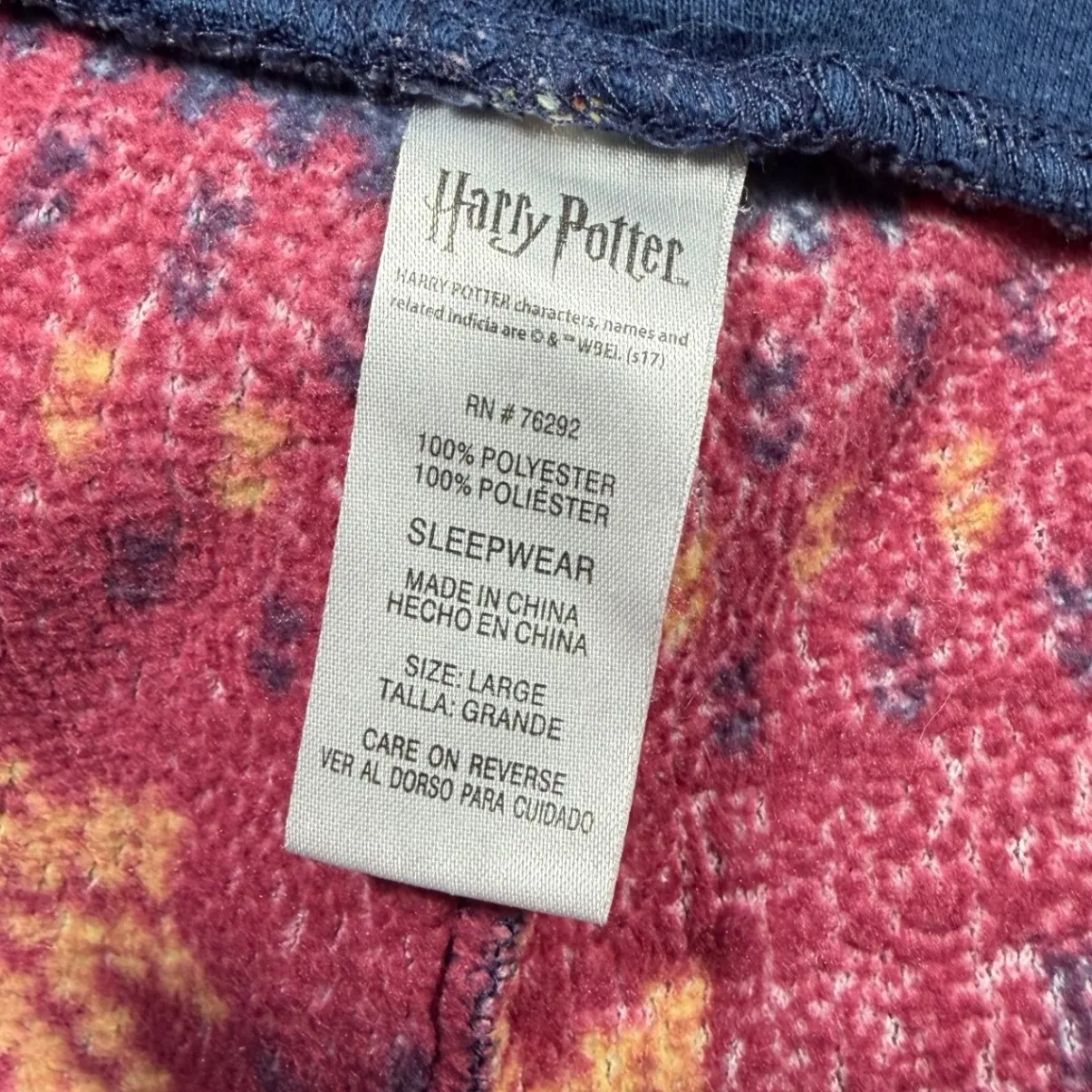 Harry Potter Gryffindor Crest Fair Isle Fleece Pajama Pants Womens L - Image 3