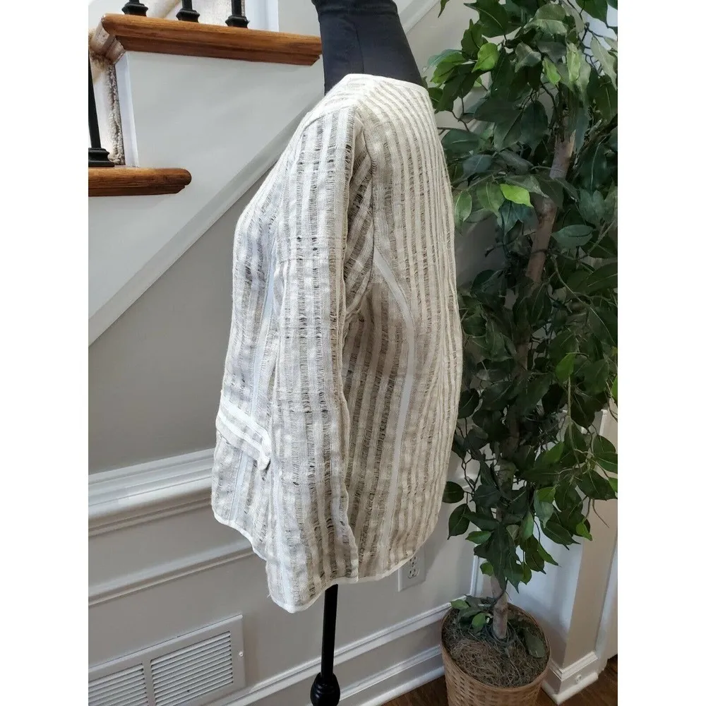 Women's Multicolor Lined Polyester Round Neck Long Sleeve Casual Jacket Size 14 - Image 5