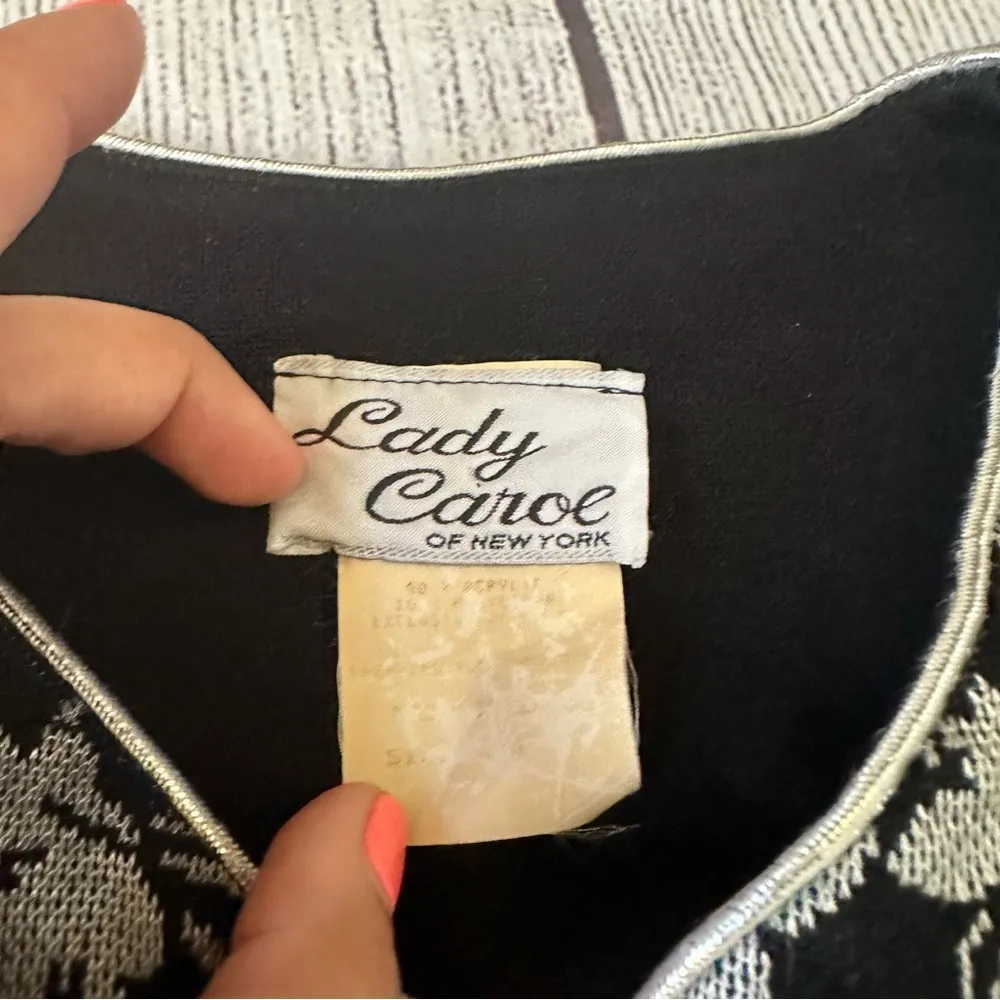 Vintage Lady Carol of NY Floral Boho Cardigan Sweater Blazer Womens Teal - Image 4