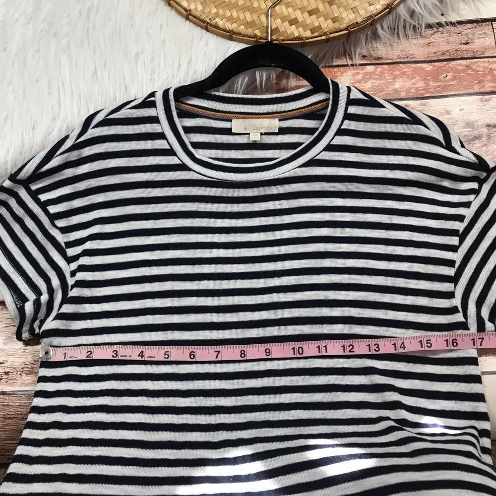 Navy and white striped tee & layered‎ Size XS - Image 4