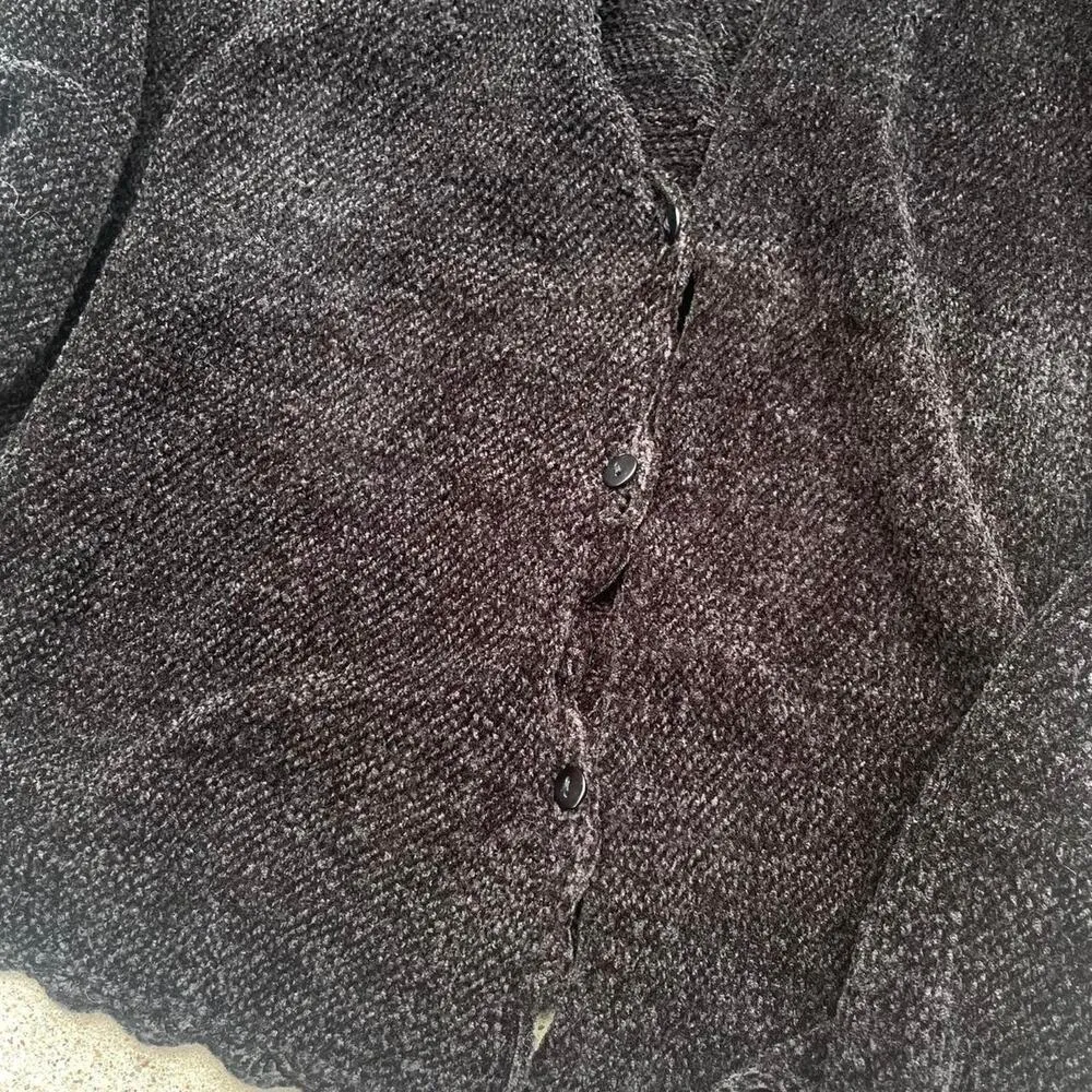 Vintage 90s Womens 3X Cottagecore Cardigan Velvet Embroidery Floral Grunge‎ Goth Black - Image 4