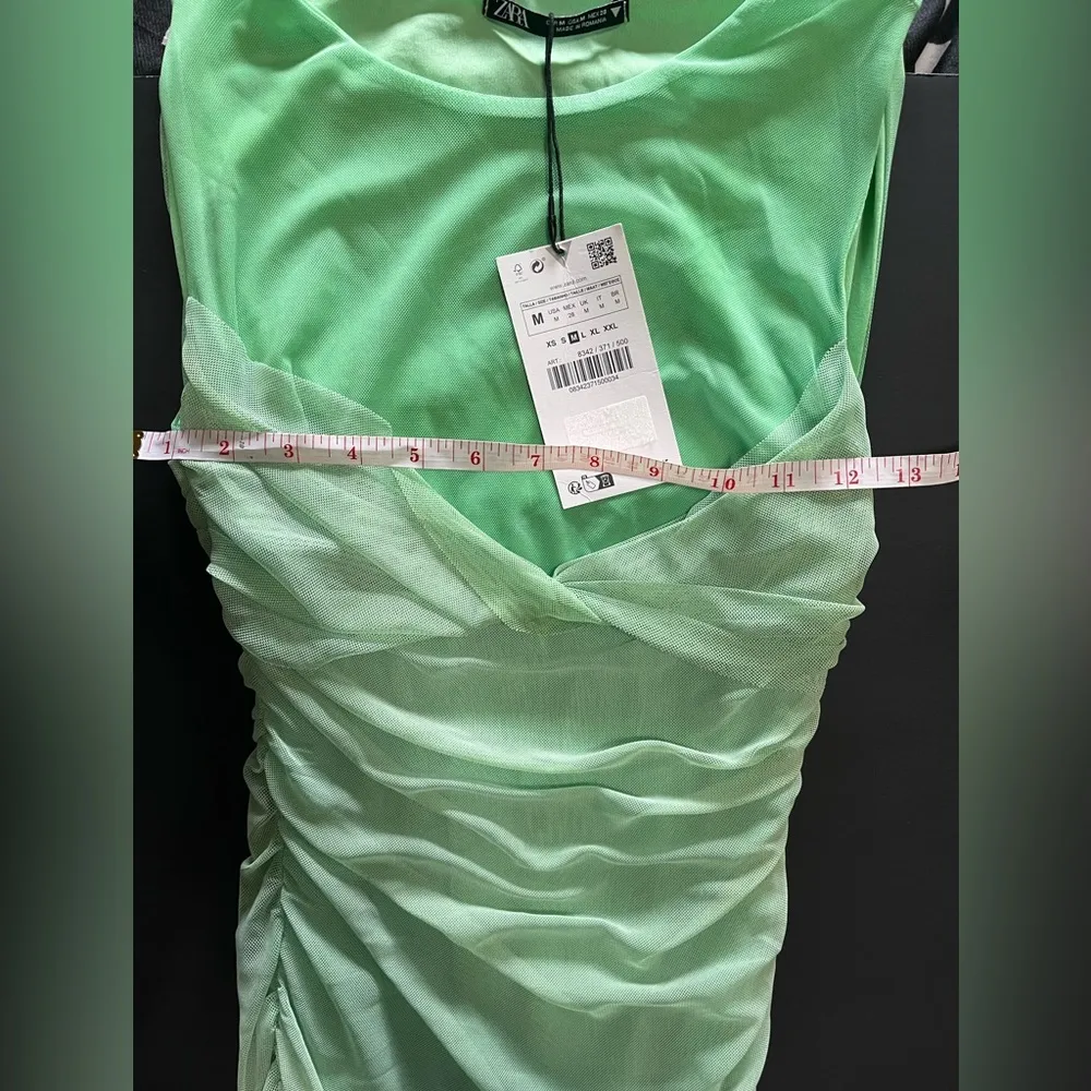 ZARA Green Sheath Tulle Mini Straight Fitted Dress Sleeveless NWT Women’s Sz M - Image 7