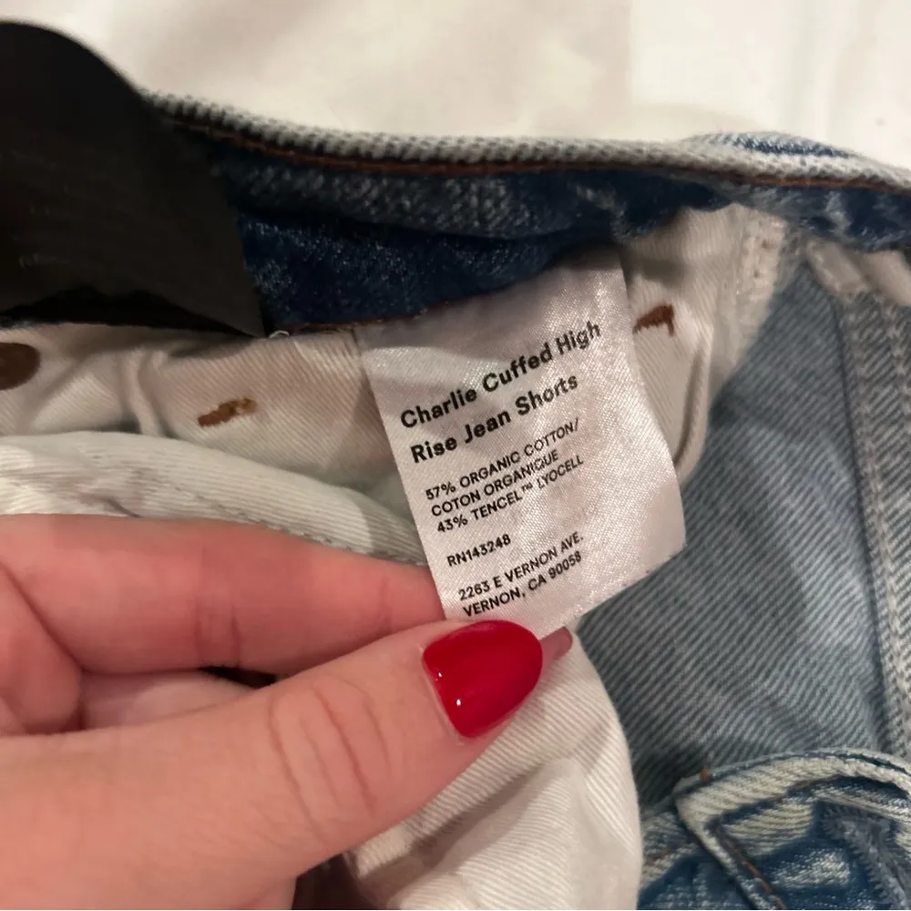 Reformation Charlie Cuffed High Rise Jean Shorts - Image 7