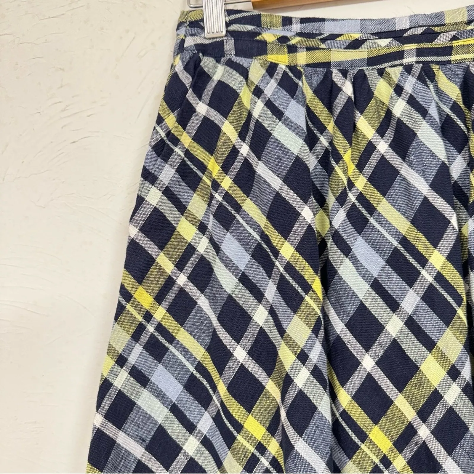 Joie Blue Yellow Plaid ALine Mini Skirt Women S Dark Academia Preppy School Girl - Image 4