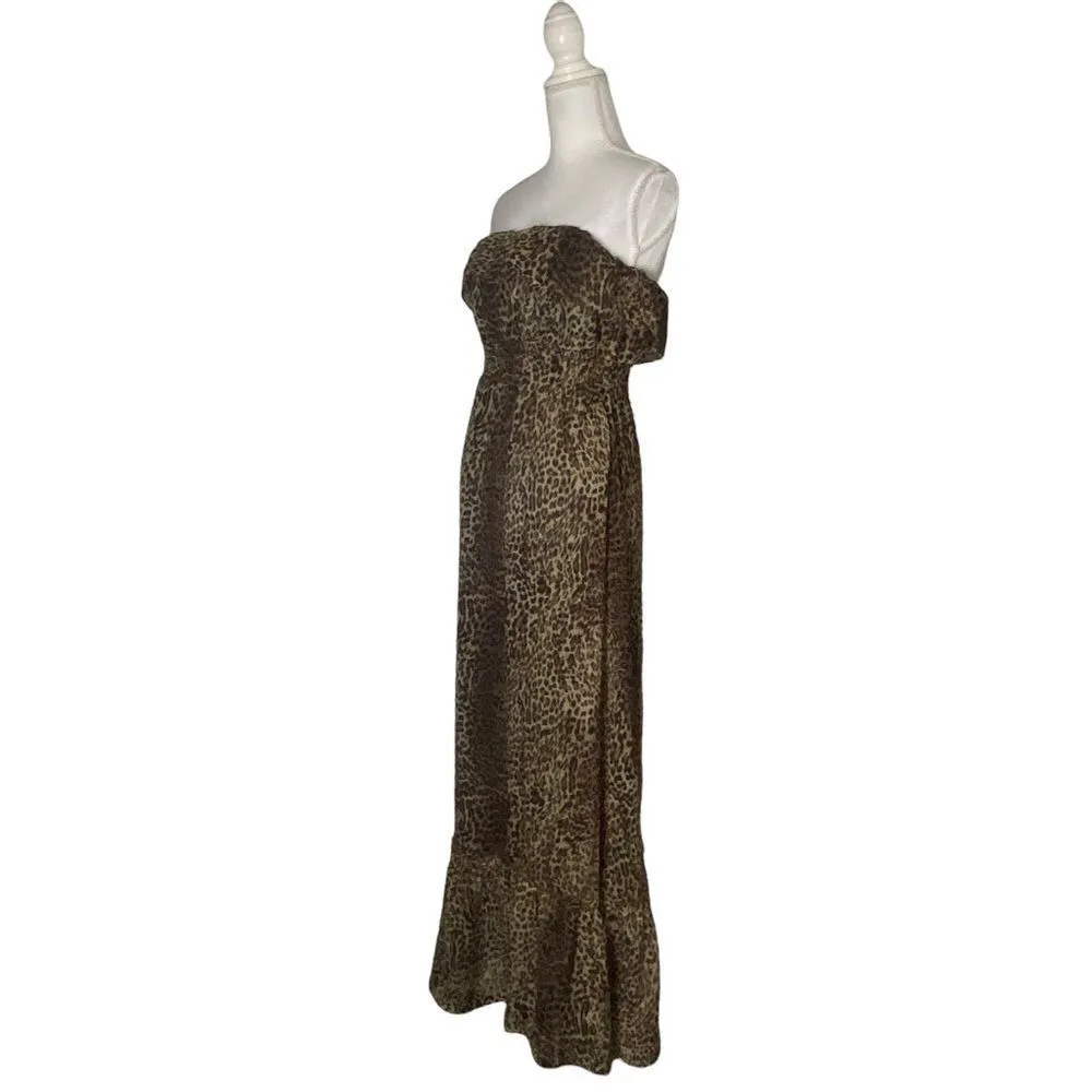 Strapless Tube Leopard Animal Leopard Maxi Summer Small Chic Casual Cute Dress - Image 3