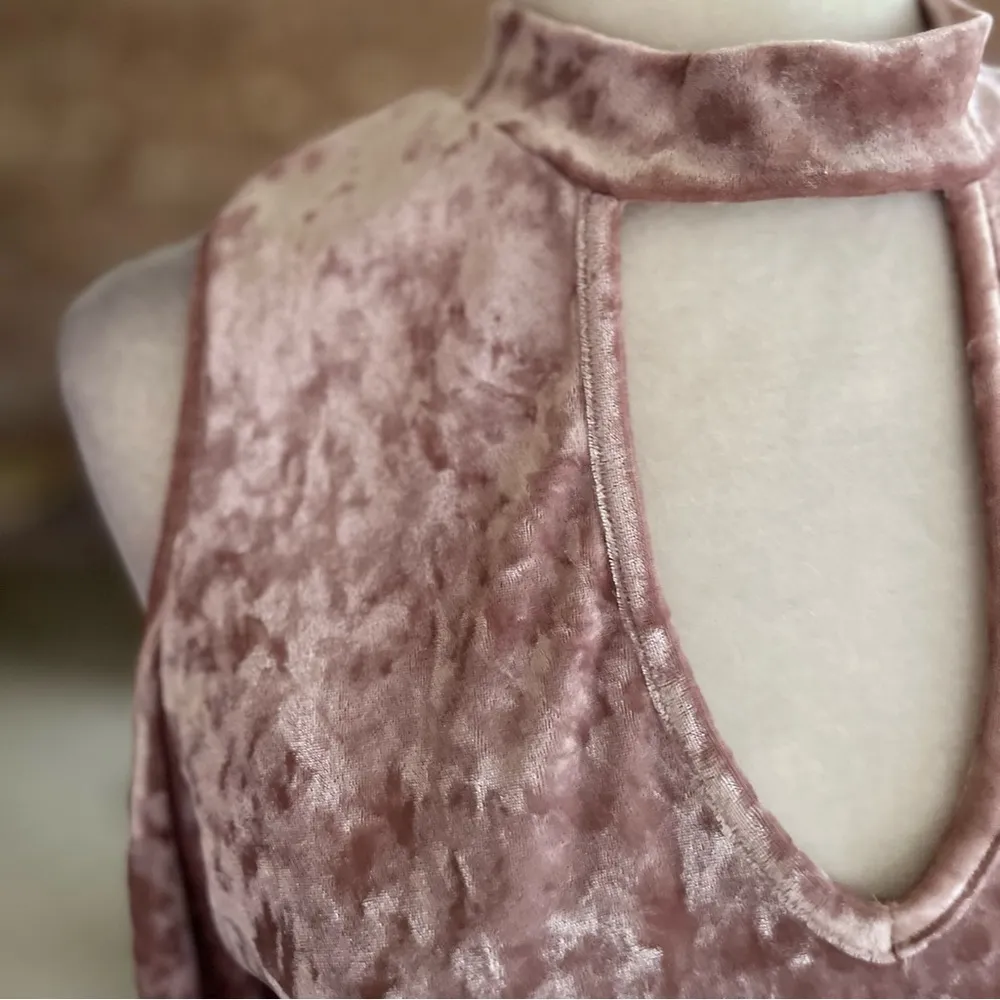 Lime n Chili Top Mauve Pink Velvet Cold Shoulder Cutout 6 Party Date Glam Chic - Image 4