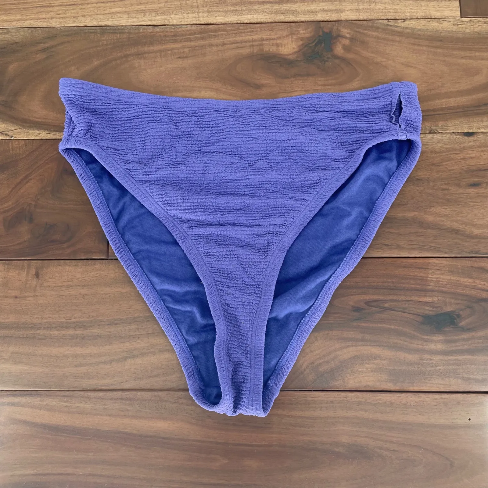 Lulus Purple Textured High Waisted Bikini Bottoms Size M - Image 2