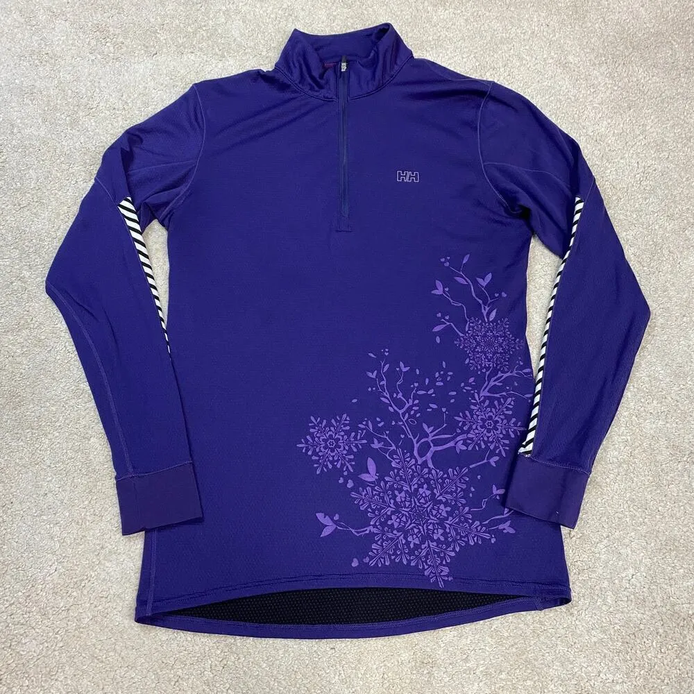Helly Hansen Snowflake Graphic 1/4 Zip Pullover LIFA Base Layer Top Size M - Image 2