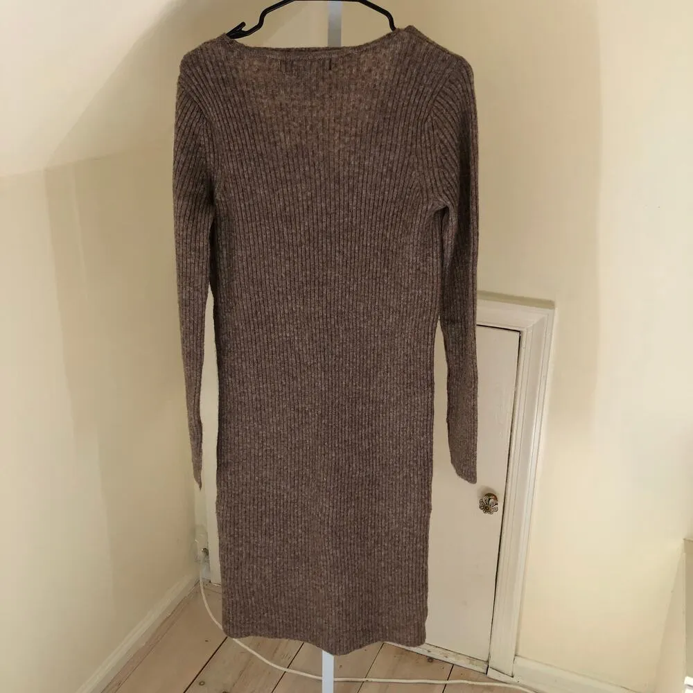 Vero Moda NWT Women's Vmbritany Split Dress V-Neck Sweater Dress Brown Size M - Image 7