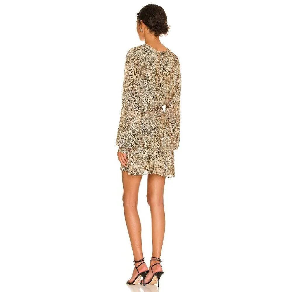 Alexis Dula Dress in Animal Print XSmall New Womens Faux Wrap Mini - Image 2