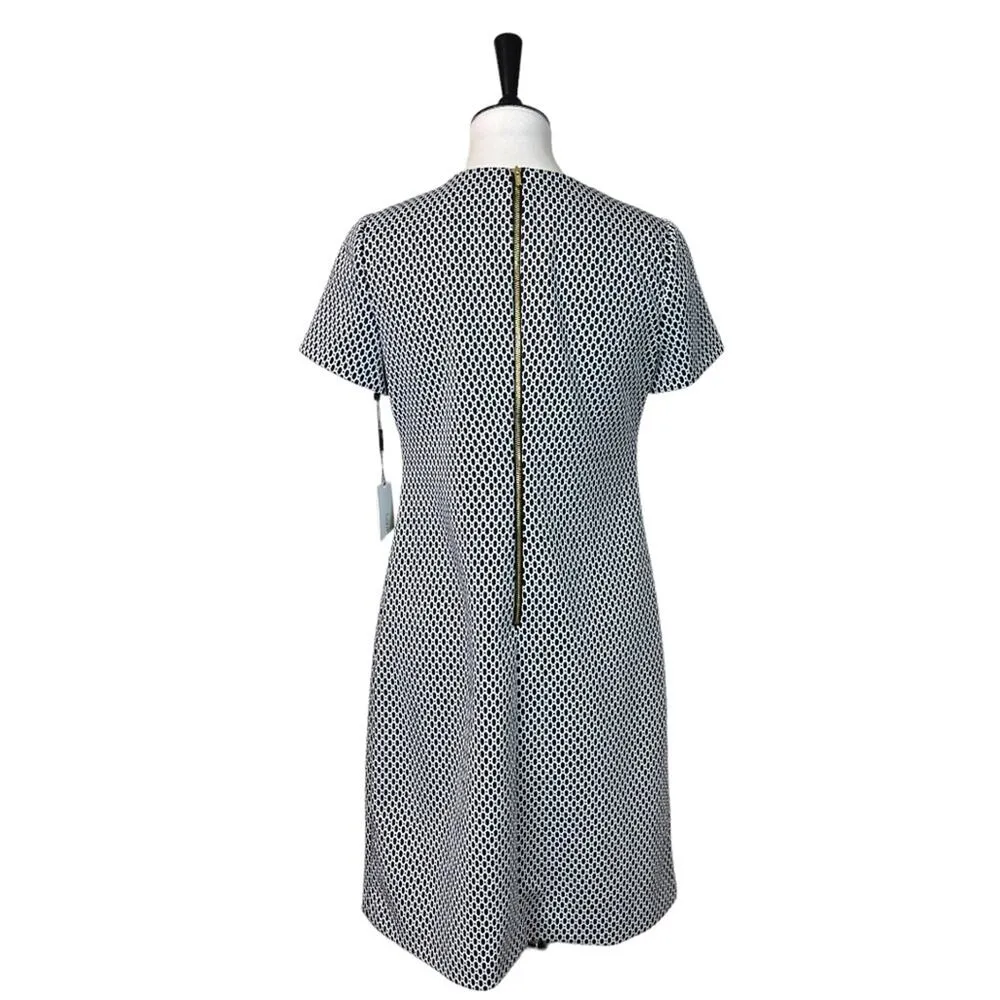 Calvin Klein Shift Dress Crew Neck Short Sleeves NEW Black Geo Women’s Size 8 - Image 4