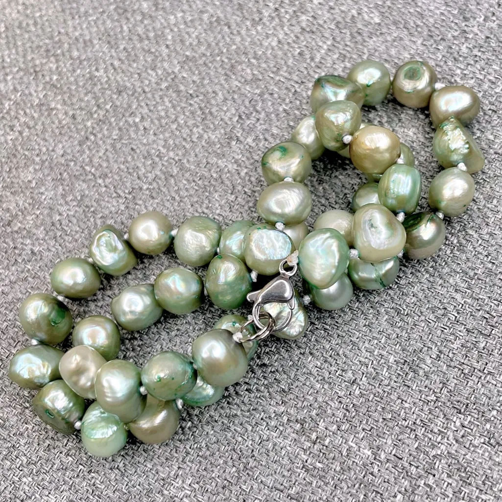 18” Natural Seafoam Green Freshwater Pearl Necklace - Image 4