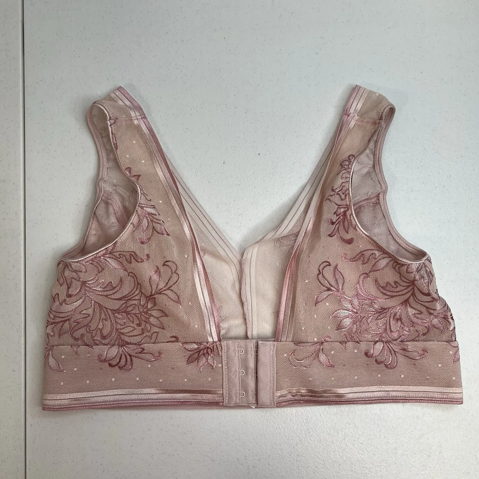 Wacoal 34D 34DD Net Effect Soft Cup Bra 810340 Wire Free Pink Sheer Full Cover - Image 5