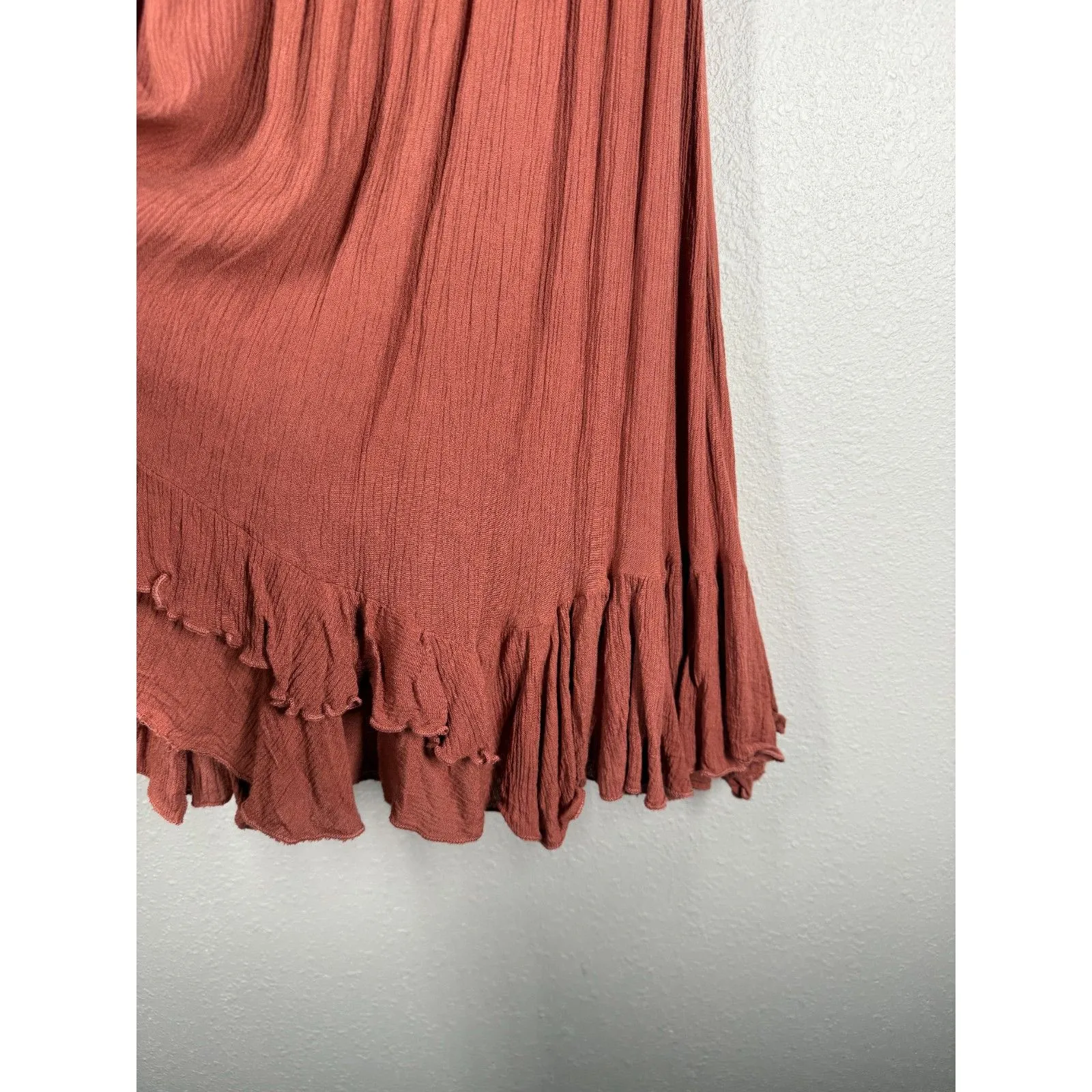 Free People Womens Orange Adella Mini Dress Sz XS Boho Feminine Cute - Image 3