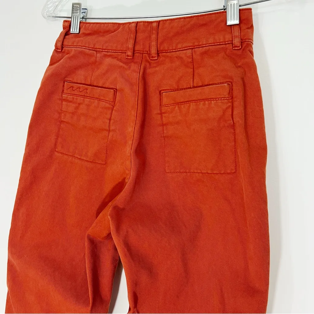 Faherty Uma High Wasted Pants in Ginger Spice Flare Leg Size 25 Patch Pockets - Image 8