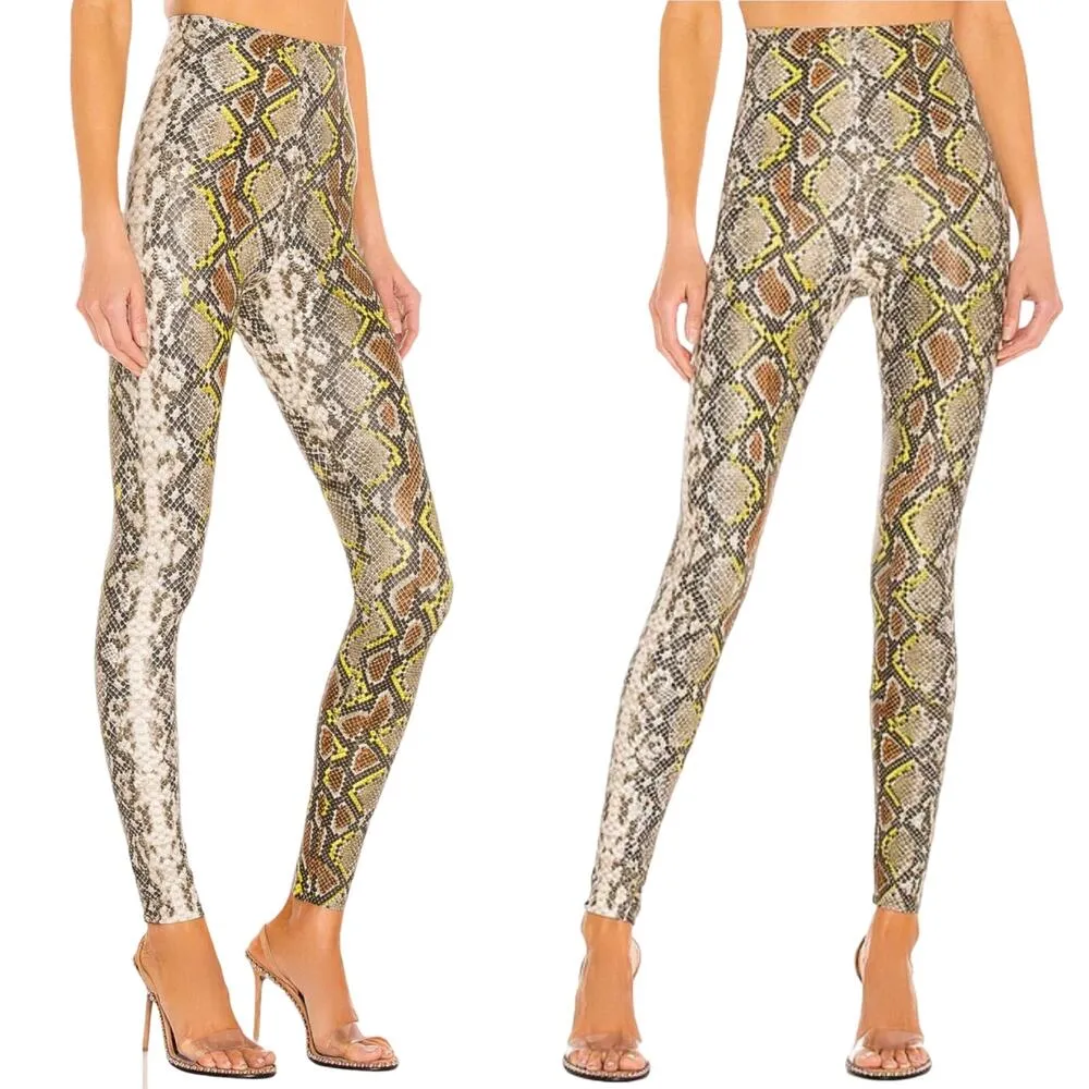Commando Faux Leather Leggings 4-way Stretch Animal Print Neon Snake Small NWT - Image 3