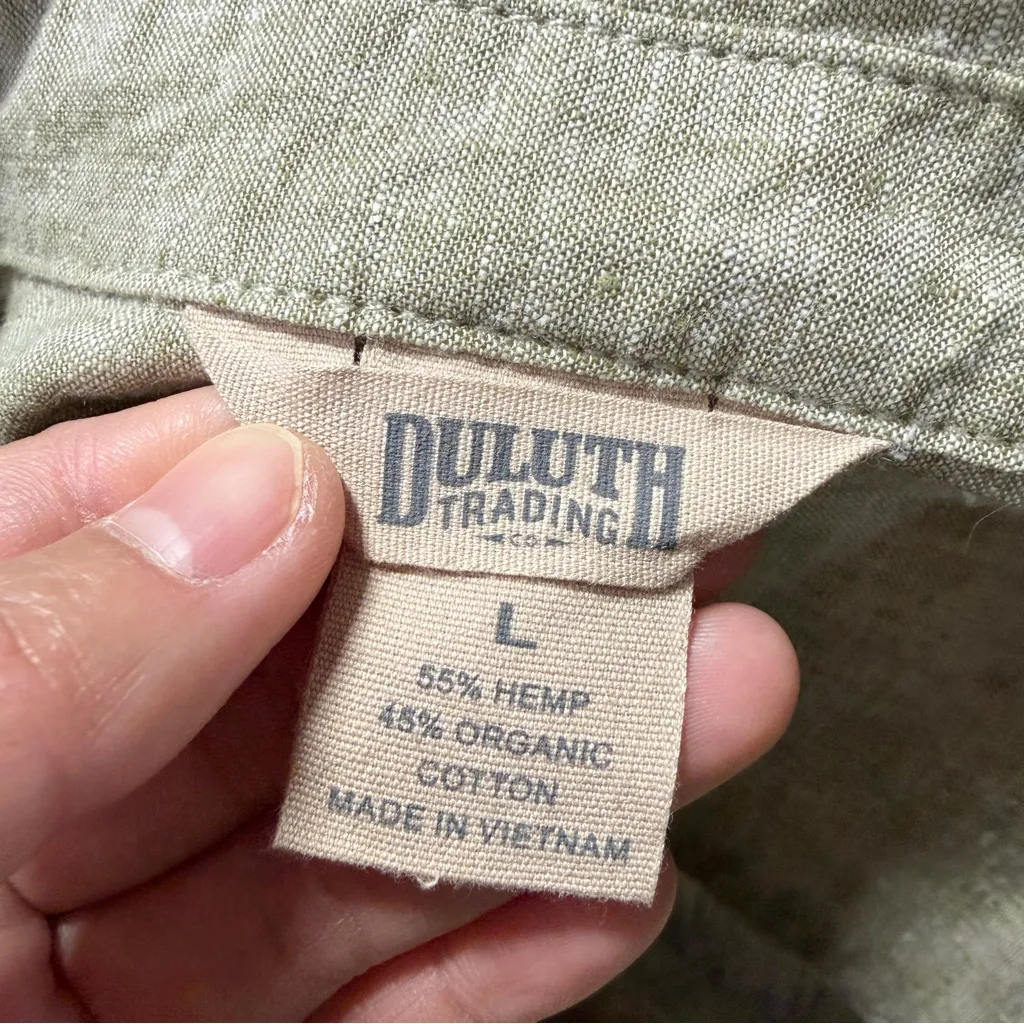 Duluth Trading Co Women’s Artisan Hemp Organic Cotton Shirt Longsleeve Green L Size L - Image 7