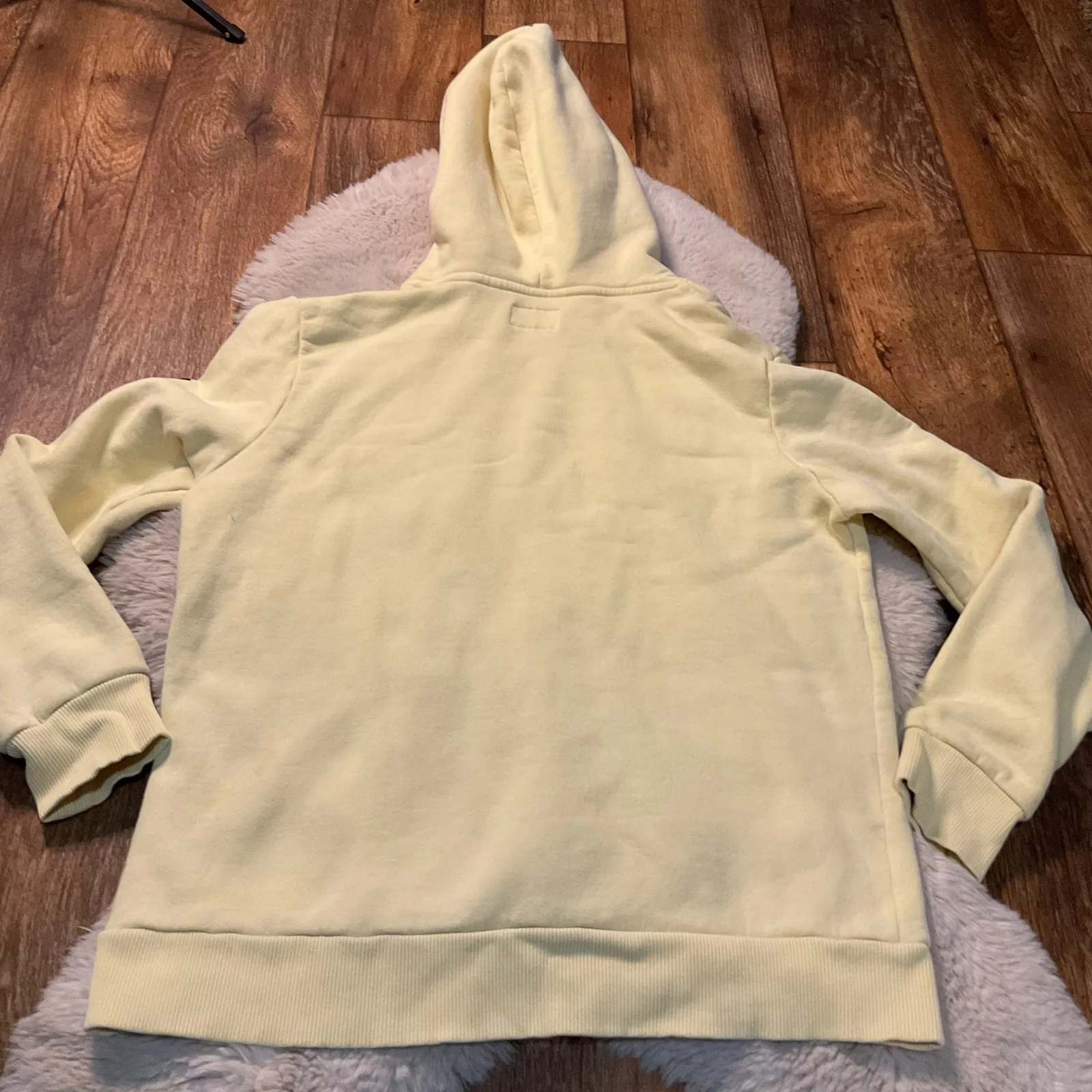 SuperDry Hooded Sweatshirt Size 10 Light Yellow Embroidered‎ Flowers Womens - Image 10