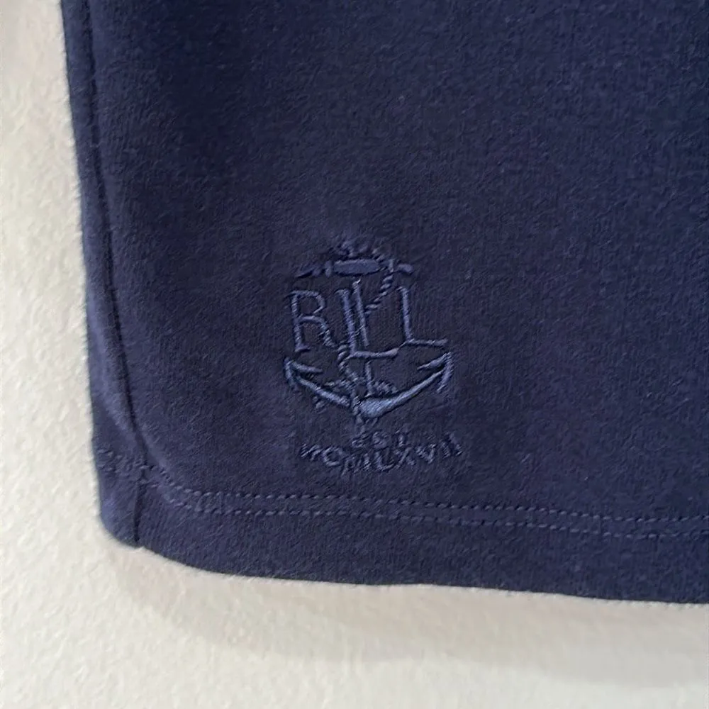 Lauren Ralph Lauren Cotton Petite Navy Blue/White Trim Top Sz PL - Image 4