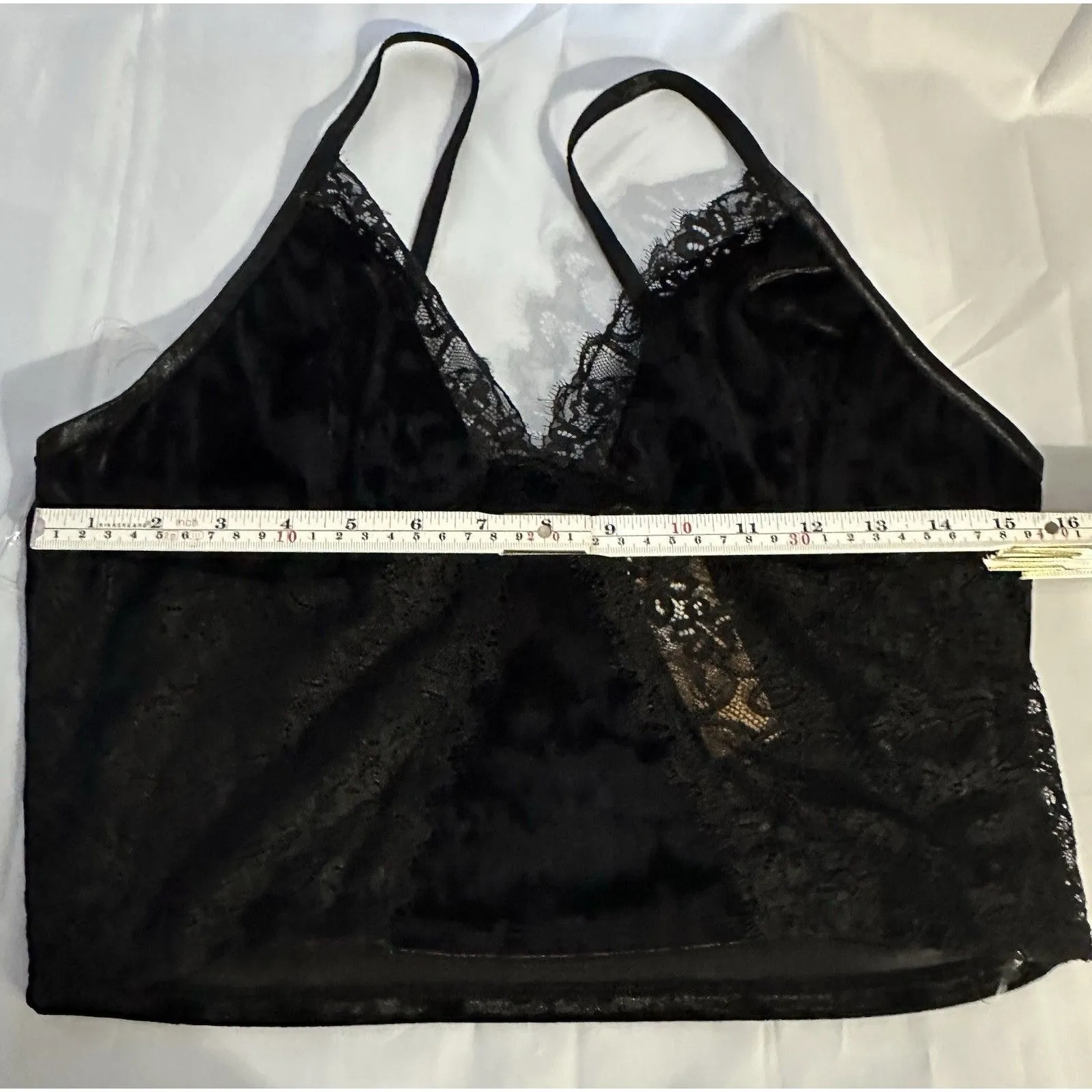 Bozzolo Black Velvet & Lace Padded Bra Top Bralette Size 3X - Image 5