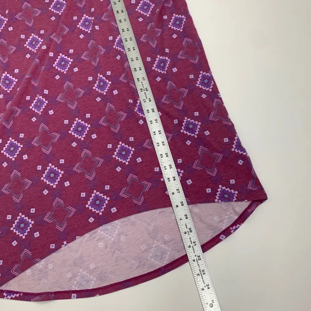 LuLaRoe S Women's Geometric Patterned High-Low Hem Irma Tunic Top Pink - Image 5